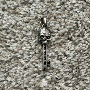 David Yurman Memento Mori Skull Key Amulet with Pavé Black Diamonds
